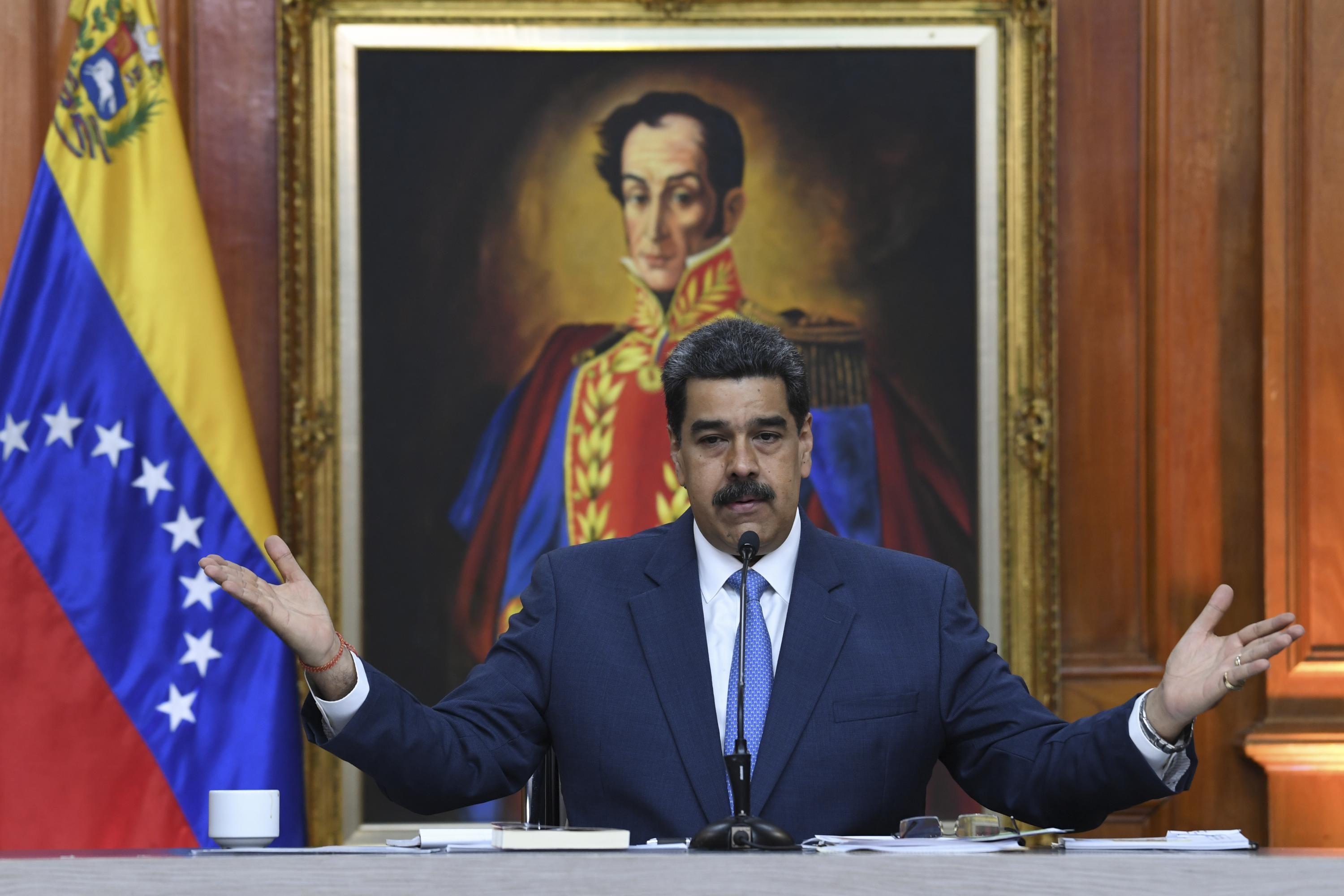 Nicolás Maduro en una conferencia de prensa el 20 de febrero de 2020. Foto de Yuri Cortez / AFP. 