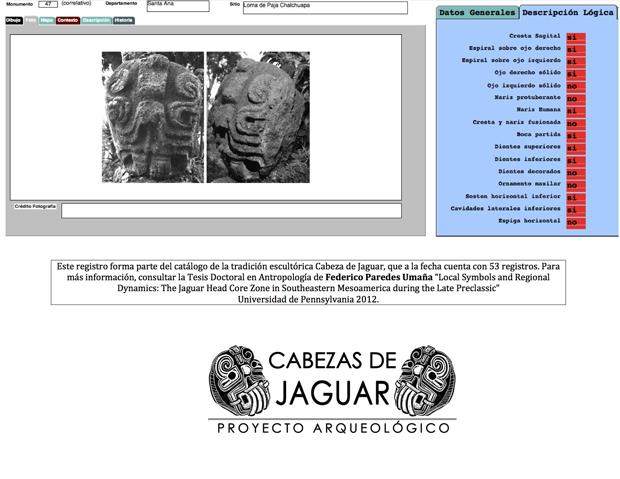 Detalles técnicos del monumento #47 de la Tradición Cabezas de Jaguar. / De la investigación del arqueólogo Federico Paredes.