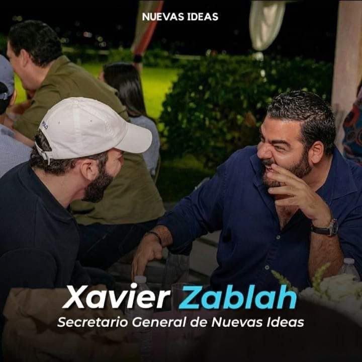Imagen difundida en redes sociales por militantes de Nuevas Ideas. Xavier Zablah, a la derecha, es primo del Presidente. Es considerado referente político de Nuevas Ideas, pese a que mantiene perfil bajo.  